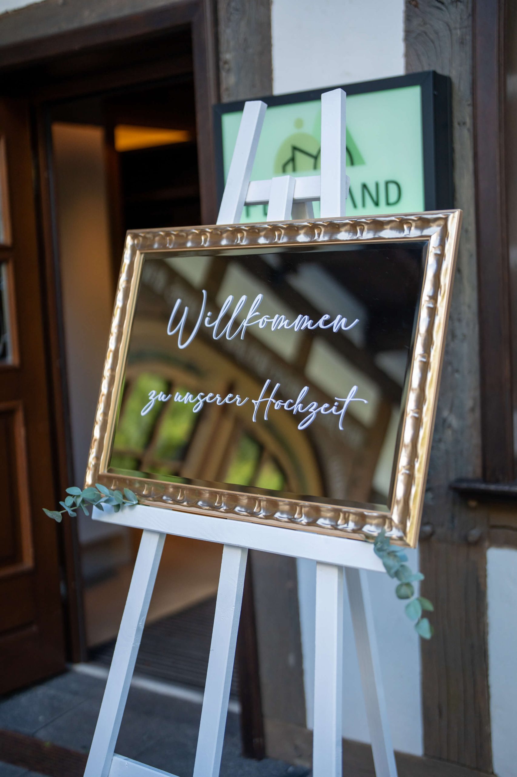 Willkommensschild Spiegel Hochzeit